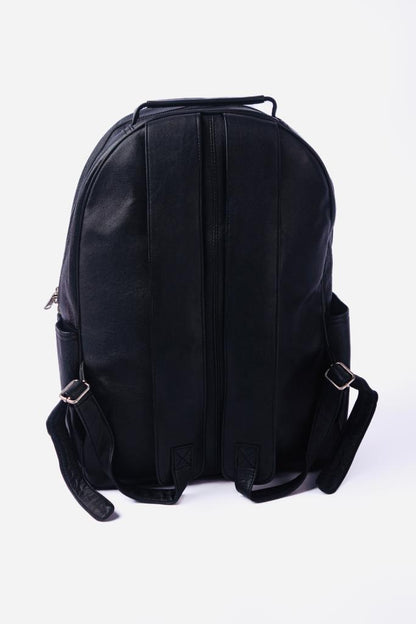 PESHAWAR BACKPACK Laptop Leather Bagpack Genuine Sheep Leather Bagpack Unisex Jet Black