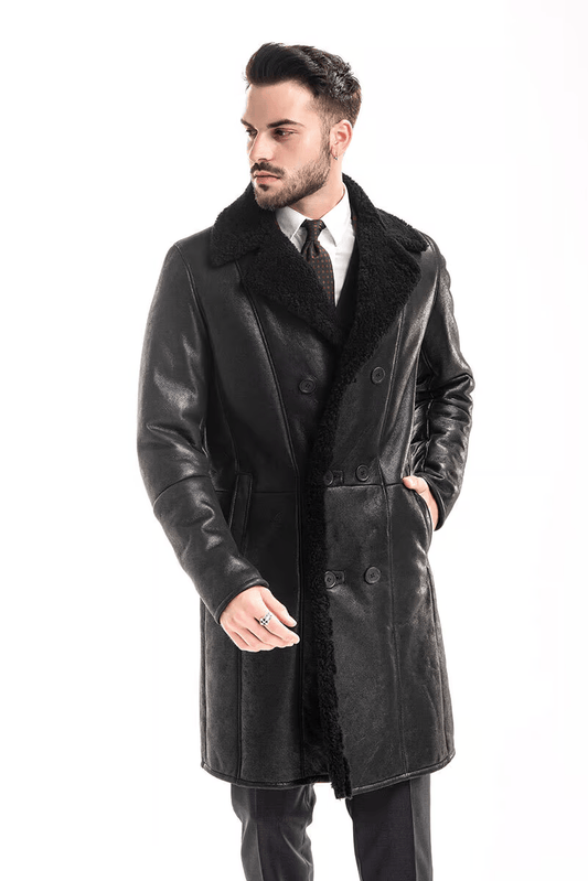 SWABI JACKET Genuine Leather Trench Style Long Coat For Men