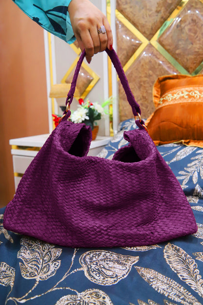 FAISALABAD BAG Handwoven Genuine Leather Ladies Tote Bag, Women's Hobo Bag And Shoulder Bag-Burgundy