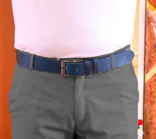 MIANWALI BELT Genuine Vintage Leather Belt in One Piece - Vintage Blue