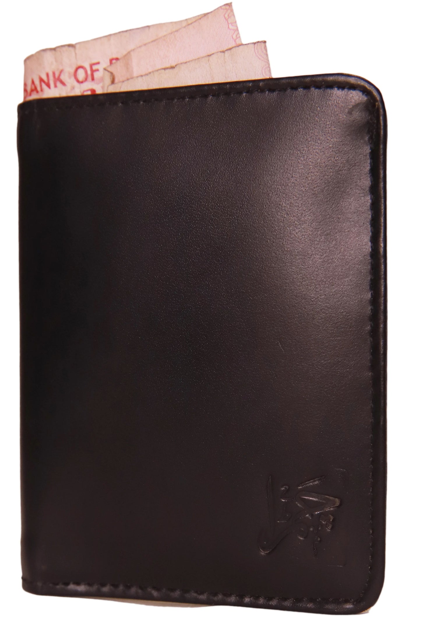 FAISALABAD WALLET Minimal Leather Card Holder Compact Size Bi-Fold Leather Wallet and Card Holder Jet Black