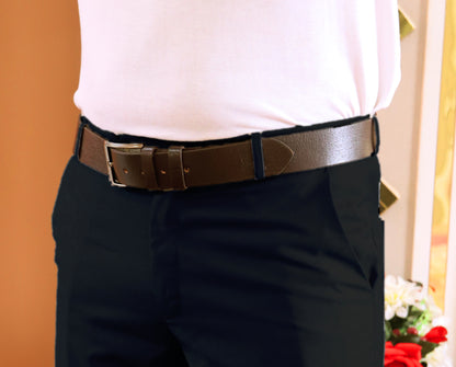 QUETTA BELT Genuine Natural Milled Leather Belt in One Piece - Brown