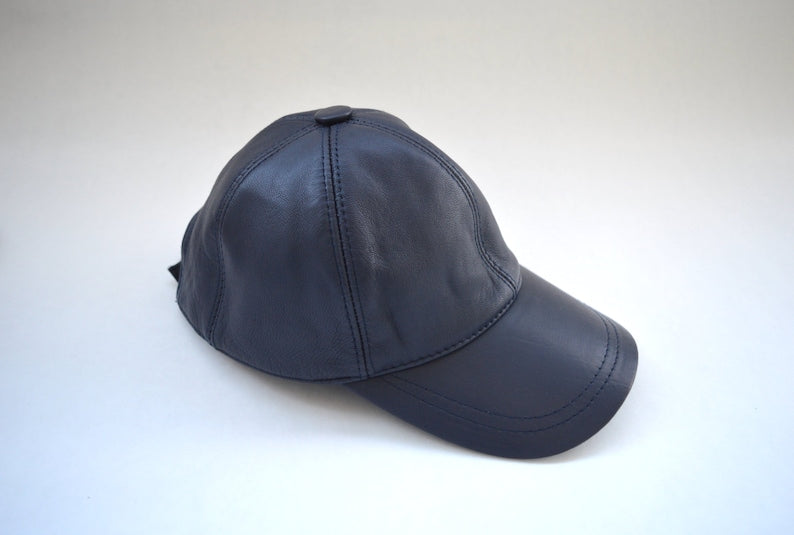 RAWALPINDI CAP Genuine Sheep Leather Cap Crafted From Full Grain Sheep Leather Navy Blue