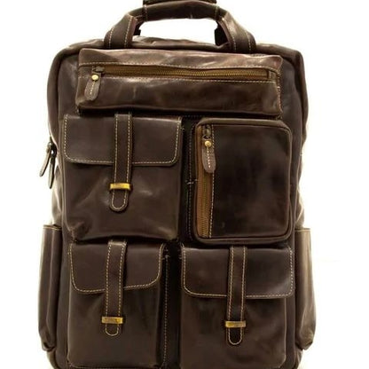 SIALKOT BACKPACK Traveler Upgrade Backpack Travel Rucksack Unisex Rustic Vintage Backpack Dark Brown