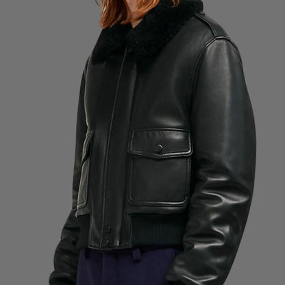 BADIN JACKET Genuine Leather Bomber Style Jacket For Women
