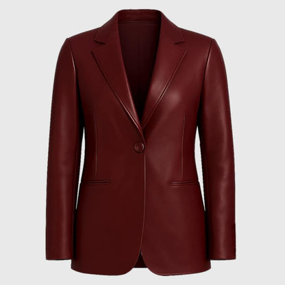 UMERKOT JACKET Genuine Leather Blazer Style Jacket For Women- Red