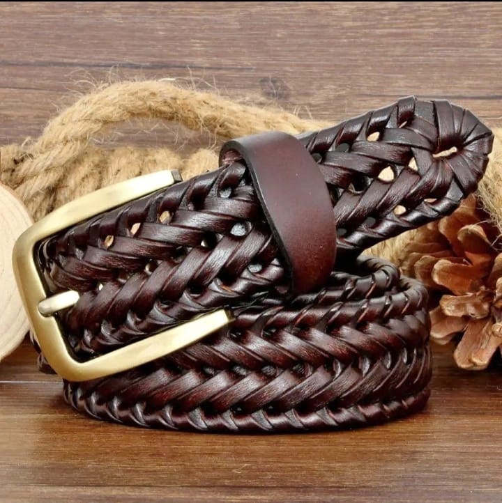 PAKISTAN BELT Elegant Braided Belt Dark Brown