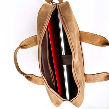 KASUR BAG, Leather Laptop Bag Crafted From Vintage Cow Leather