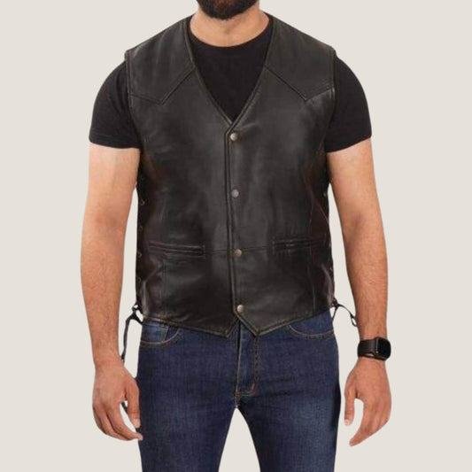 KHURSHAID LEATHER WEST Genuine Leather Biker Style West For Men