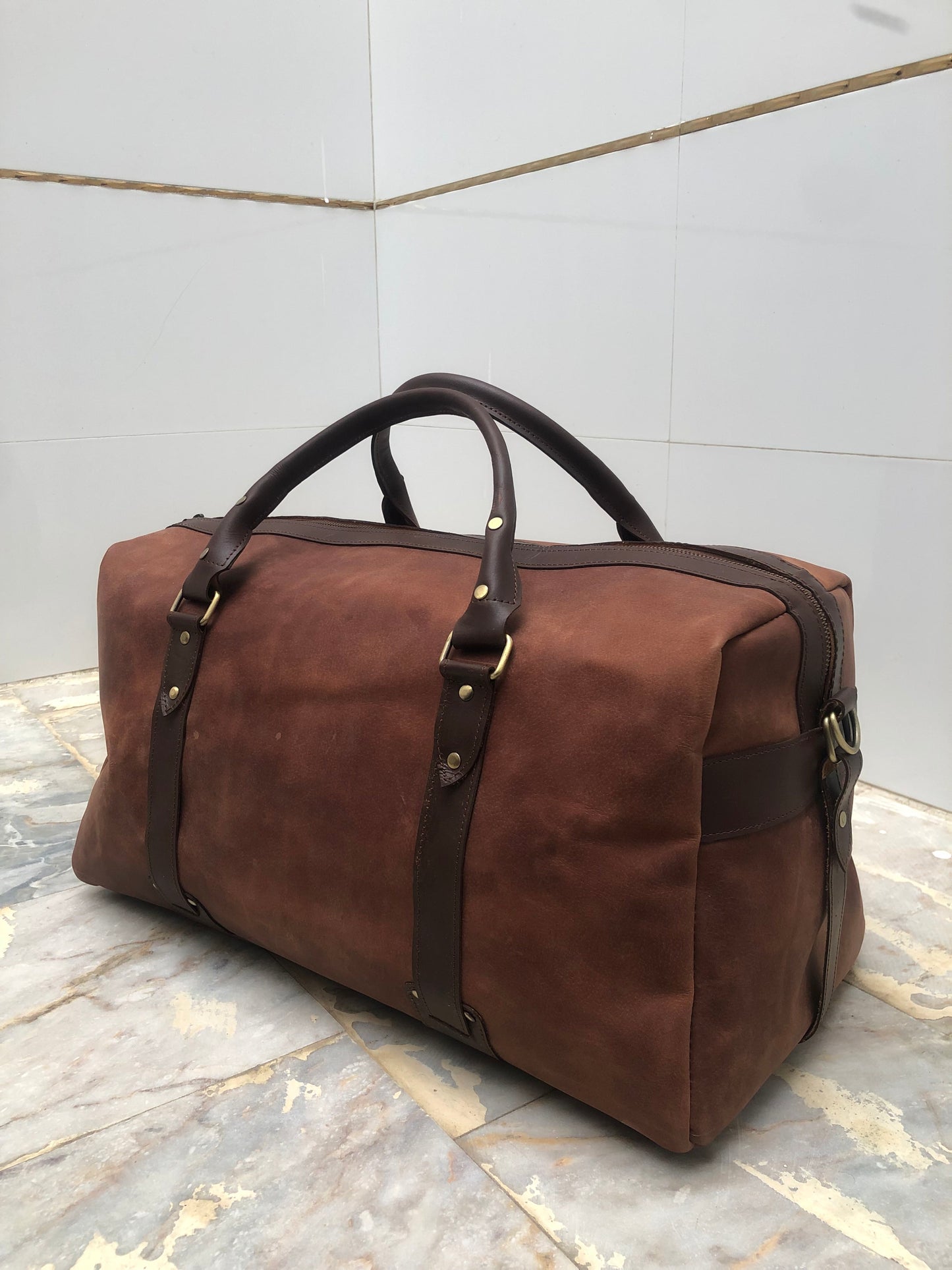 TALAGANG BAG Brown Genuine Leather Duffle Bag Midnight Explorer