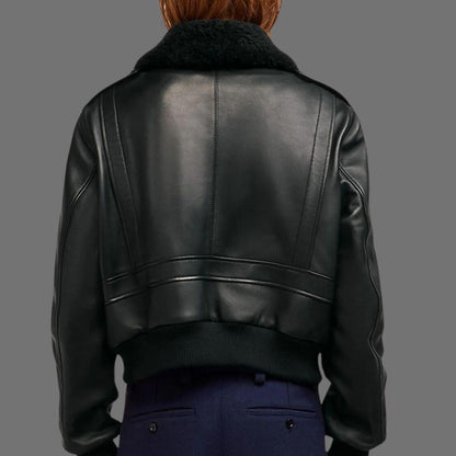 BADIN JACKET Genuine Leather Bomber Style Jacket For Women