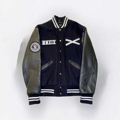 MANDI BAHUDDIN JACKET Genuine Leather & Wool XO Varsity Jacket For Men